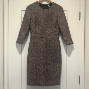 J. Crew Tweed Long Sleeve Sheath Dress Gray Coral Size 6 Style E4375